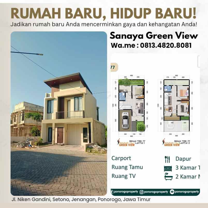 unit menipis rumah syariah 2 lantai ponorogo