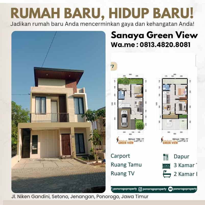 unit menipis rumah syariah 2 lantai ponorogo