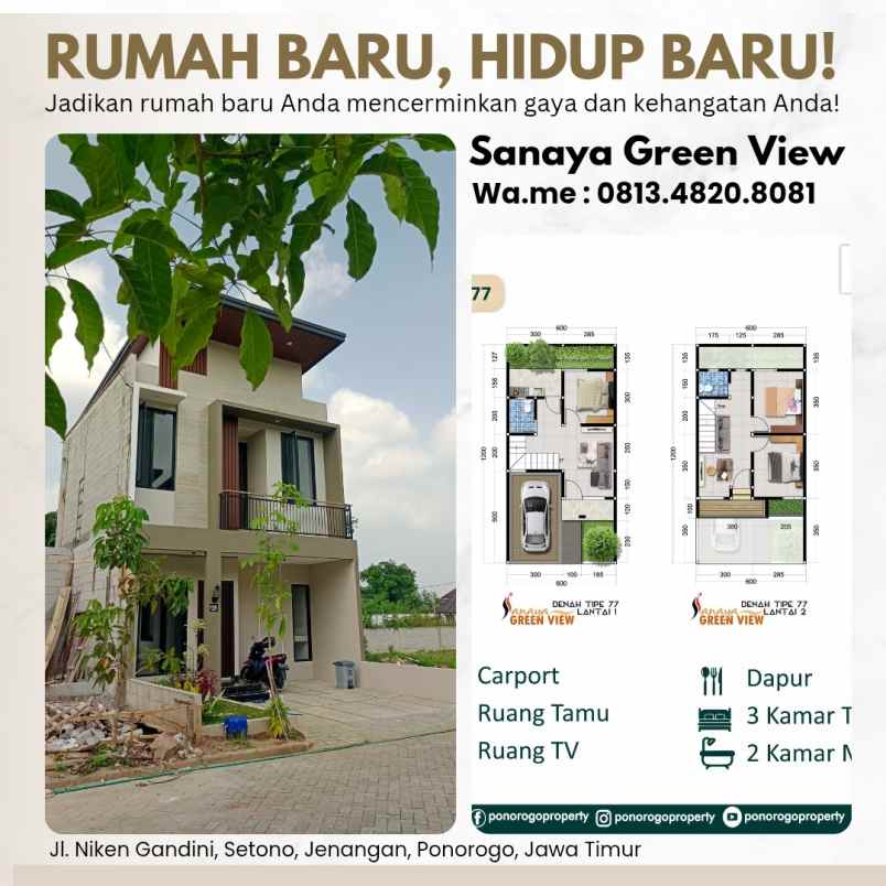 unit menipis rumah syariah 2 lantai ponorogo