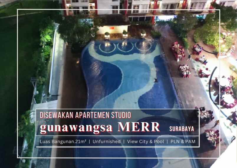 apartemen studio kosongan di gunawangsa merr surabaya