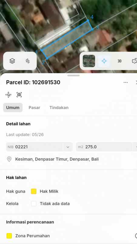 dijual 18 75 are jl turi utama kesiman denpasar