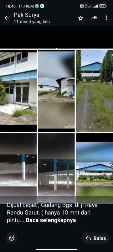 dijual gudang di jl raya randu garut semarang