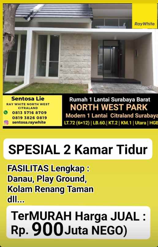 dijual rumah jalan north west park