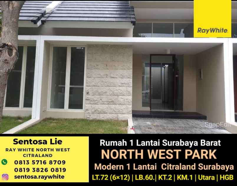 dijual rumah jalan north west park