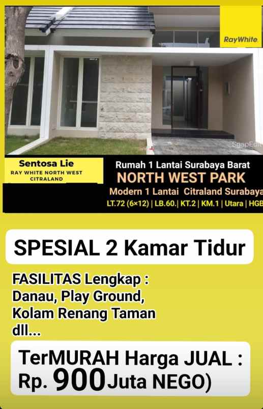 dijual rumah jalan north west park