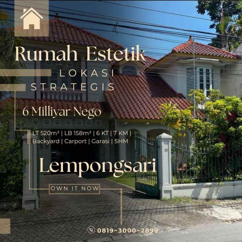 dijual rumah jl lempongsari sariharjo