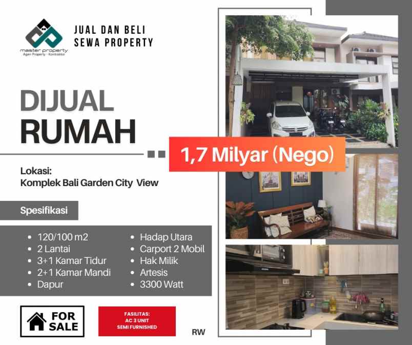dijual rumah komplek bali garden city view