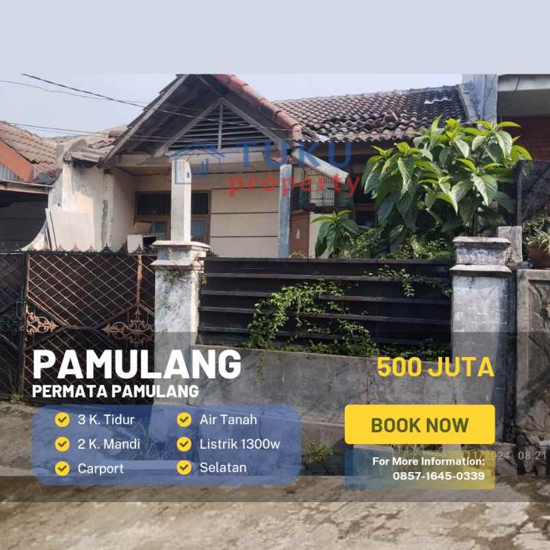 dijual rumah kondisi rusak di permata pamulang