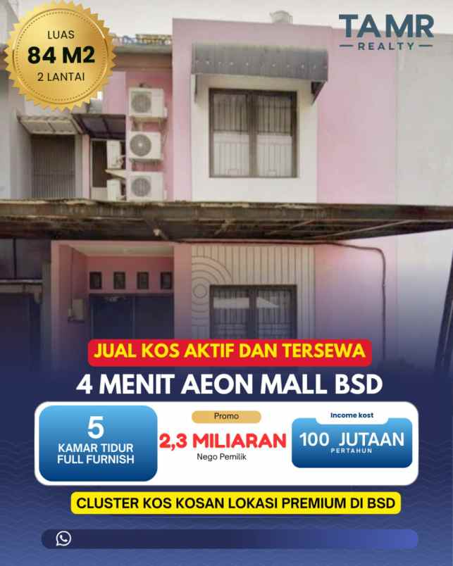 dijual rumah kost cluster studento foresta bsd city
