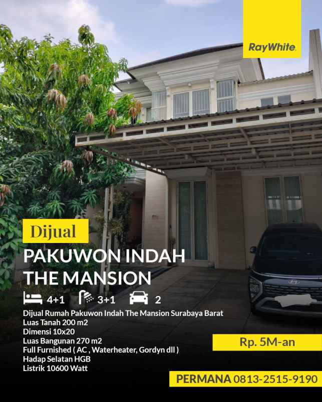 dijual rumah pakuwon indah the mansion surabaya barat