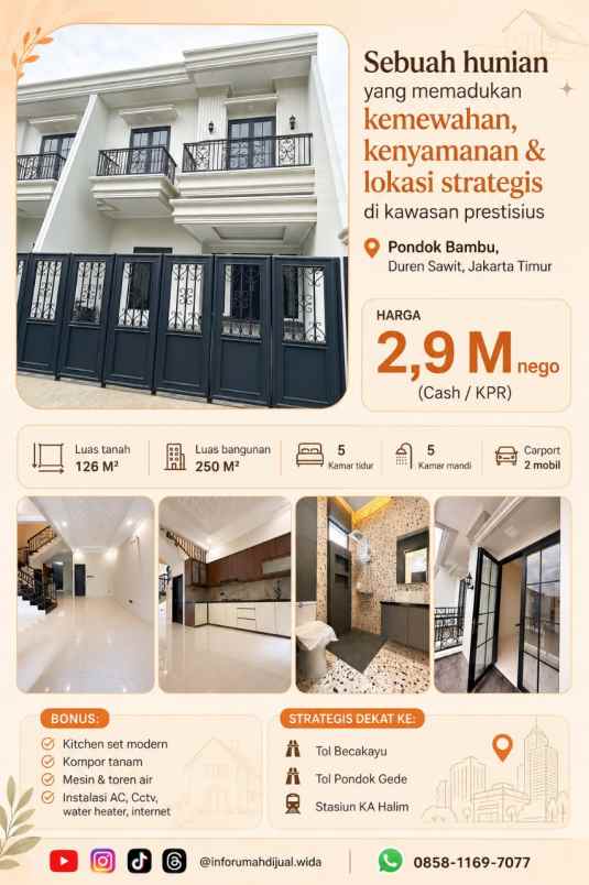 dijual rumah pondok bambu
