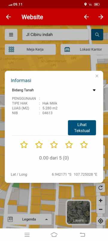 dijual tanah jl cibiru indah