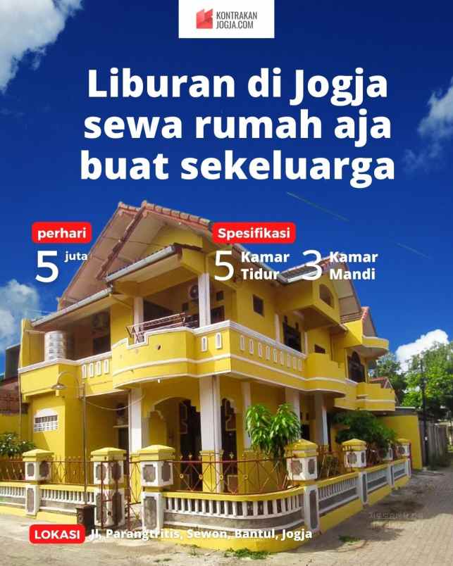 disewakan rumah jl parangtritis sewon