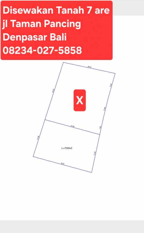 disewakan tanah jalan taman pancing denpasar