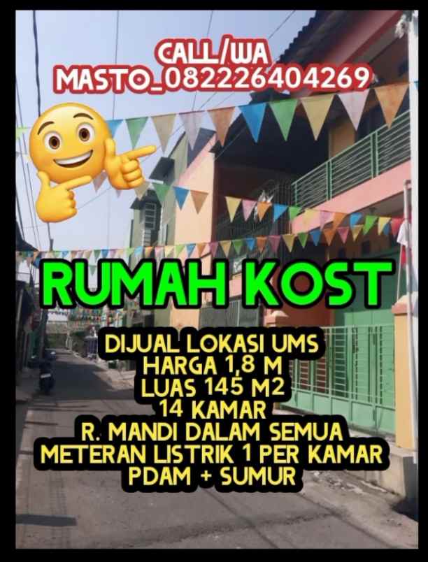 kost ums 14kmr l 145m2 jual cepat 1 8m
