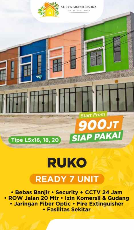 ruko gudang kantor jl cisoka surya grand cisoka