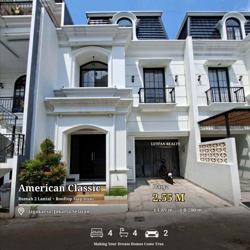rumah american classic jagakarsa dalam cluster
