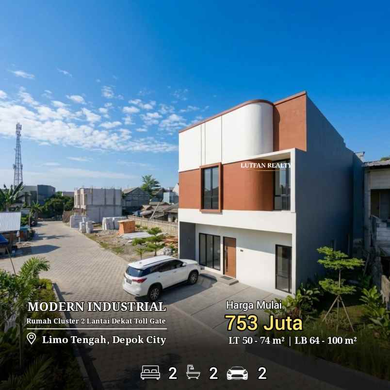 rumah cluster modern industrial dekat toll gate limo