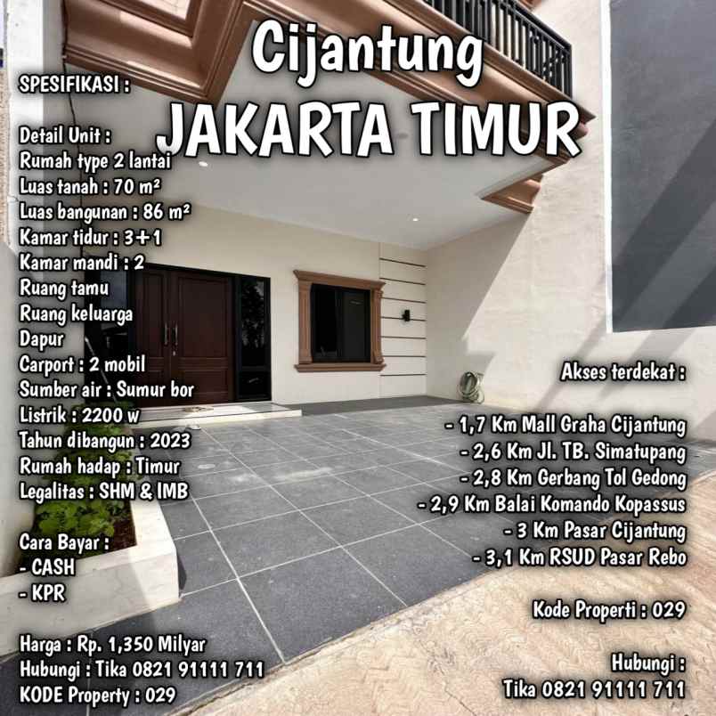 rumah dekat lrt pasar rebo cijantung jakarta timur