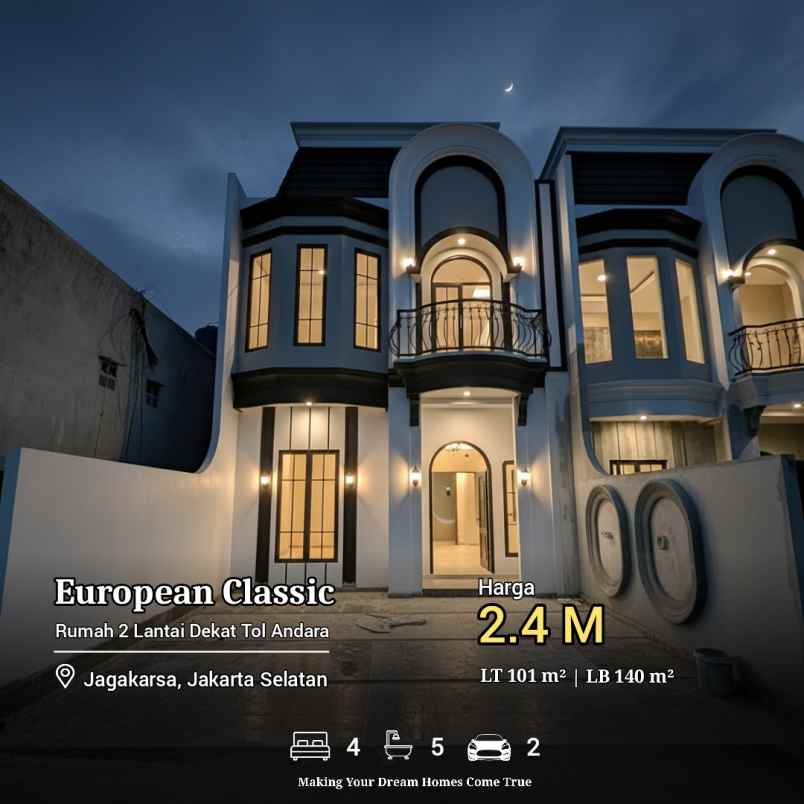 rumah european classic non cluster dekat tol andara