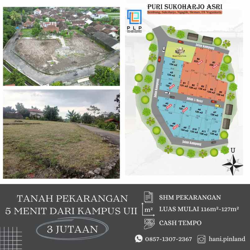 tanah pekarangan 5 menit dari kampus uii 3 jutaan