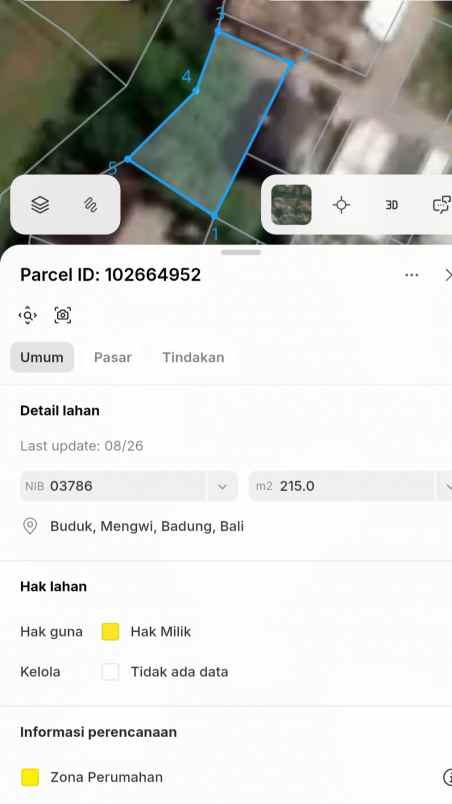 dijual 2 15 are jl kahyangan buduk mengwi badung