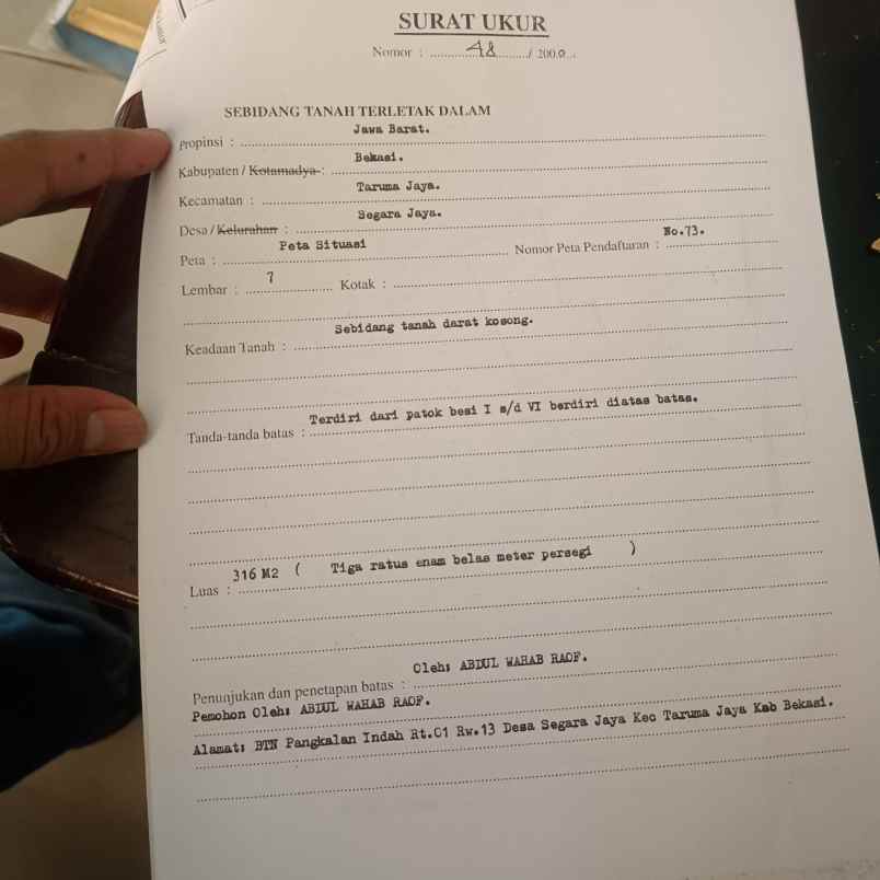 dijual cepat sebidang tanah