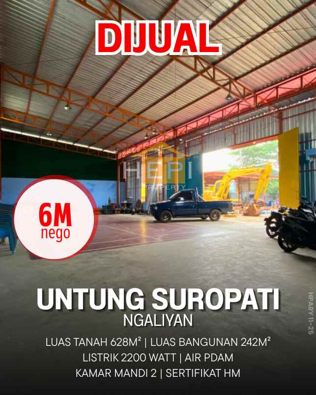 dijual gudang di untung suropati ngaliyan semarang