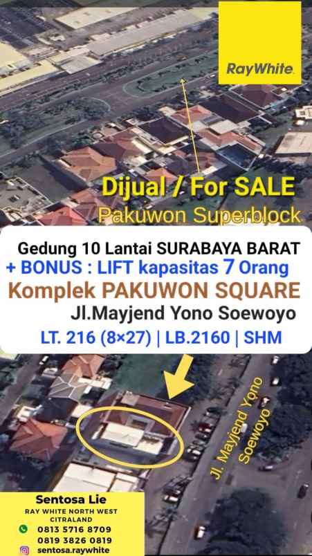 dijual ruko gudang kantor jalan mayjend yono soewoyo