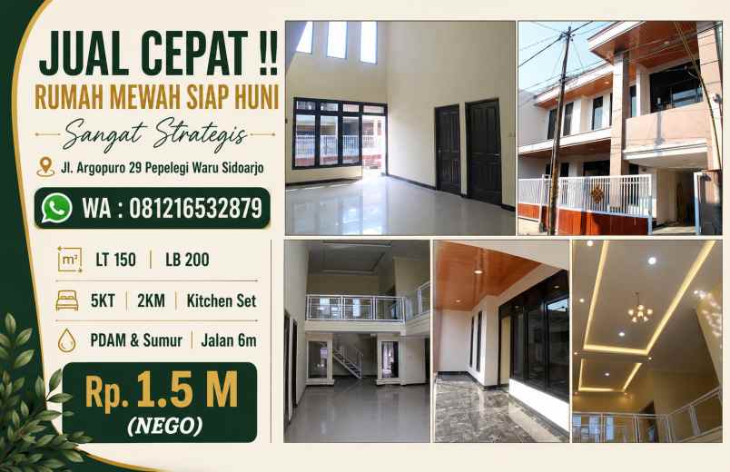 dijual rumah jl argopuro no 29 pepelegi