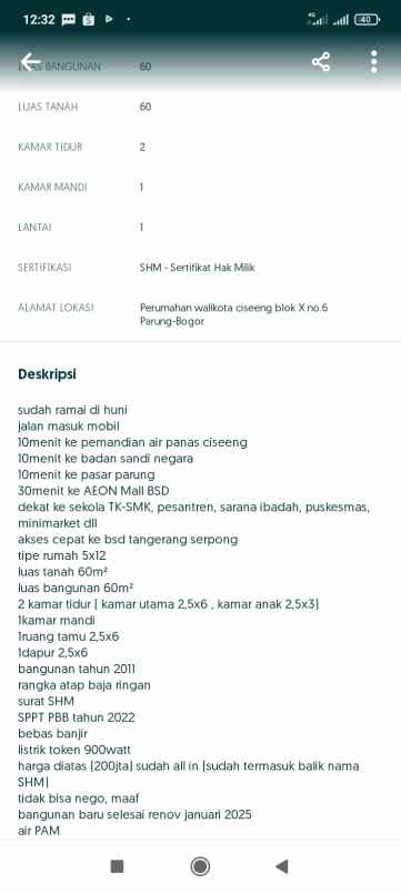 dijual rumah perum walikota blok x 6