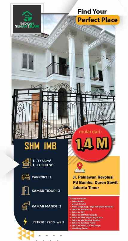 dijual rumah pondok bambu