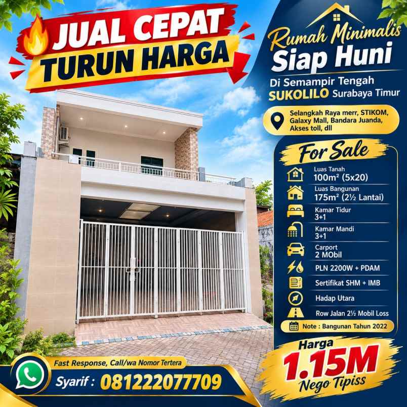 dijual rumah semampir tenga