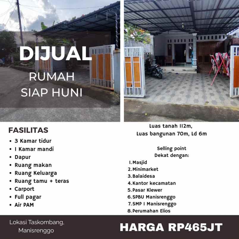 dijual rumah taskombang