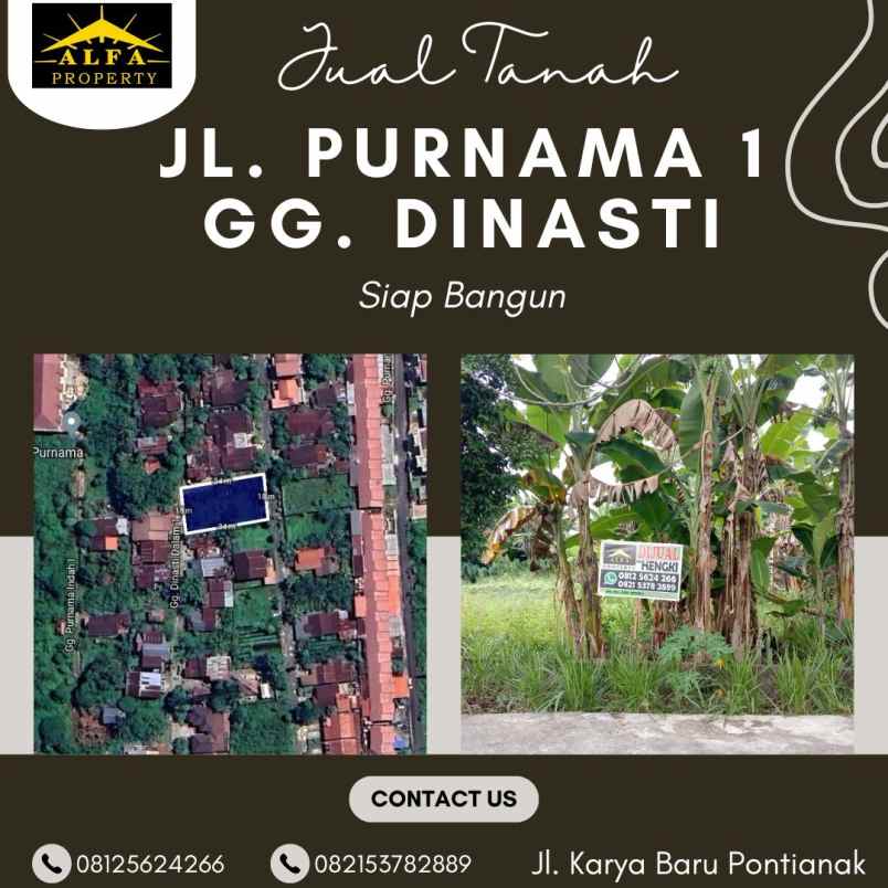 dijual tanah jalan purnama gang dinasti kota pontianak