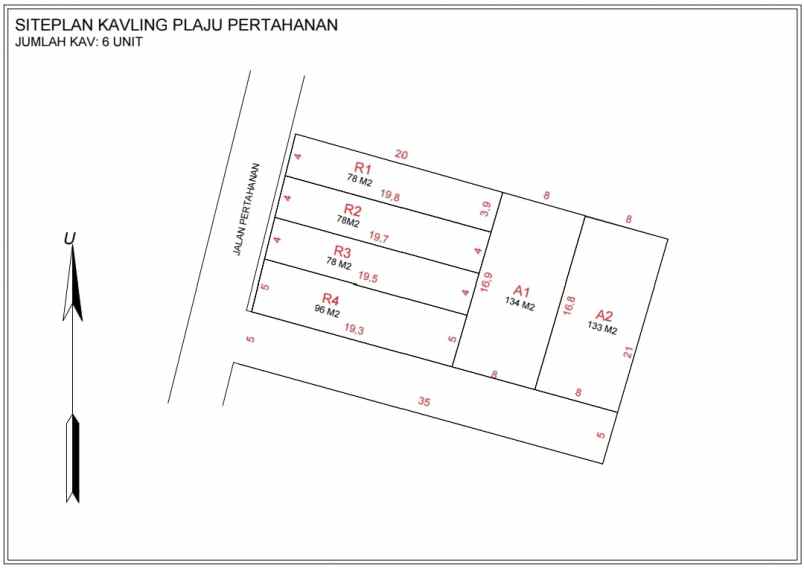 dijual tanah jl pertahanan 16 ulu kec