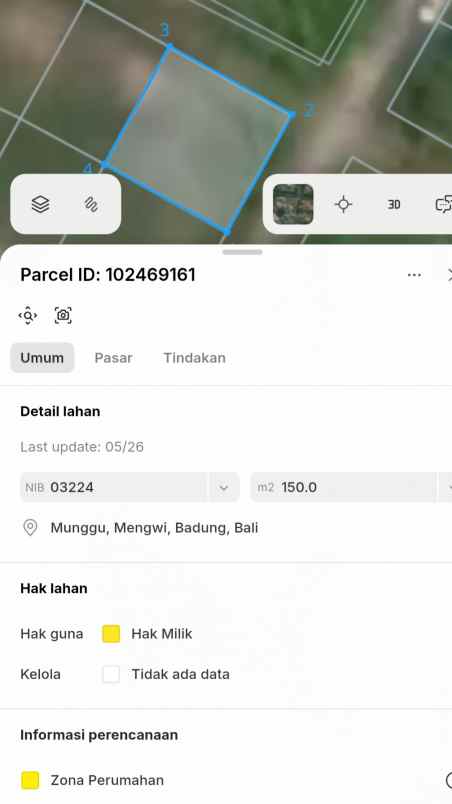 dijual tanah pemaron
