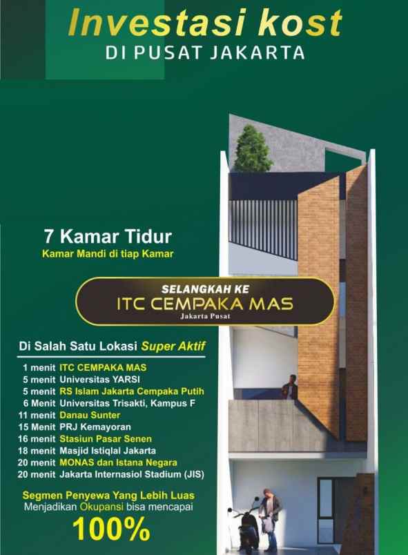 jual kost 3 lantai campaka kost kemayoran