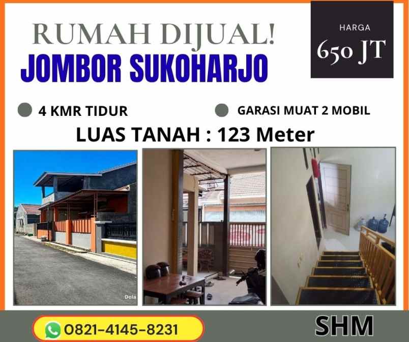 rumah 2 lantai garasi muat 2 mobil di jombor sukoharjo