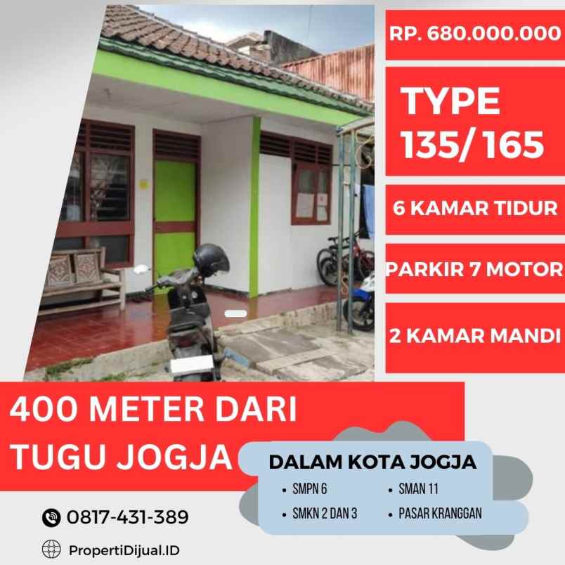 rumah dijual dekat tugu jogja pasar kranggan
