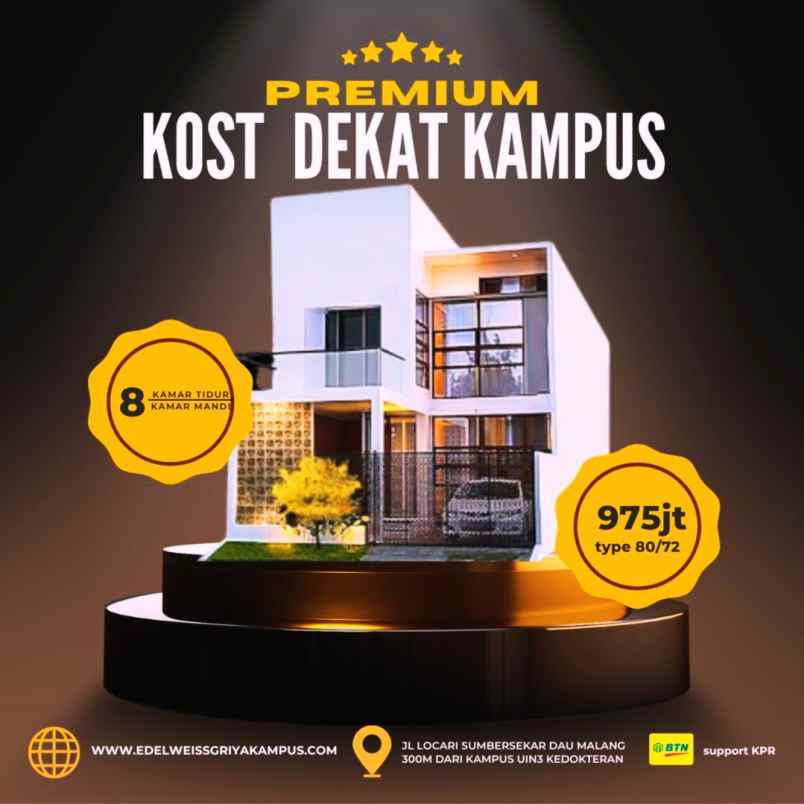rumah kost exclusive 300 m kampus uin 3 kedokteran