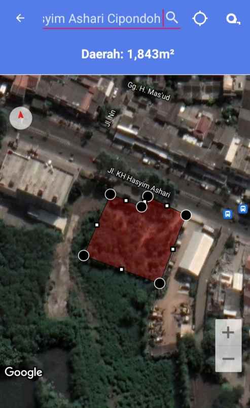 tanah jl kh hasyim ashari cipondoh