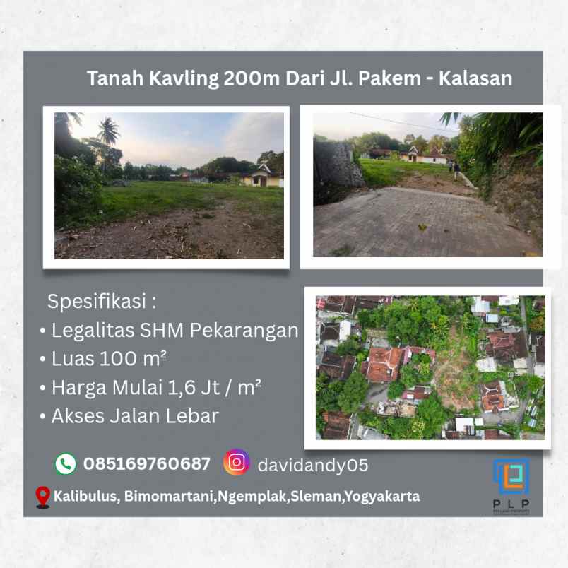 tanah kavling strategis 200m dari jl pakem kalasan