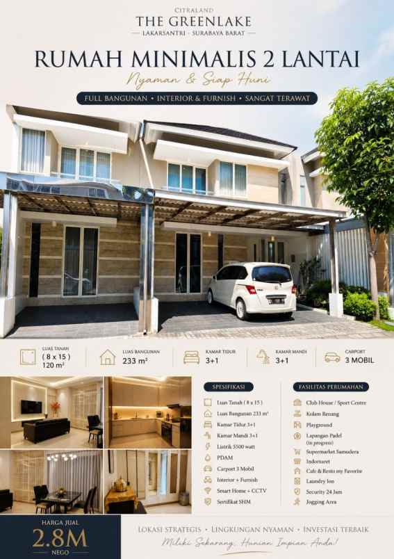 dijual rumah jalan greenlake citraland
