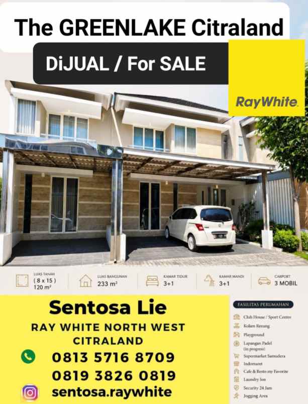 dijual rumah jalan greenlake citraland