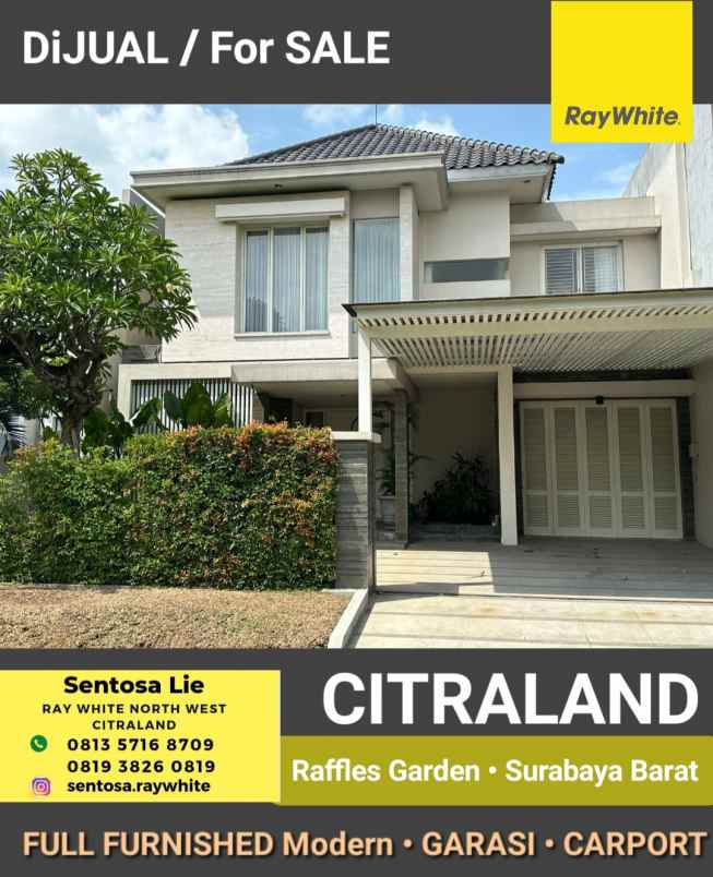 dijual rumah jalan raffles garden citraland