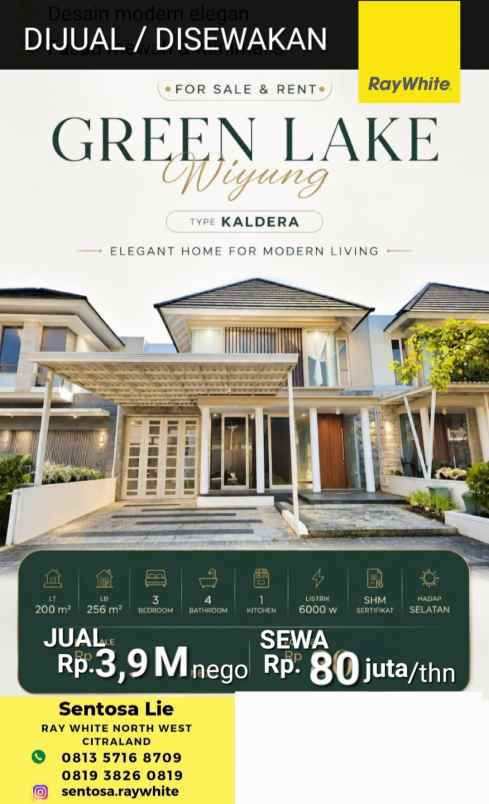dijual rumah jalan the greenlake citraland