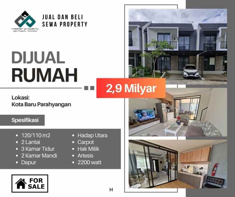 dijual rumah kota baru parahyangan