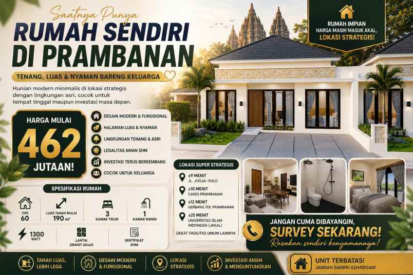 dijual rumah perumahan virendra berbah