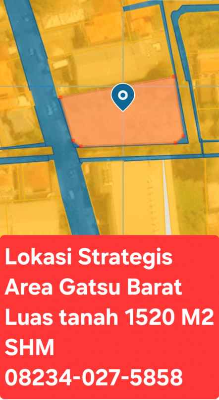 dijual tanah area gatsu barat denpasar bali
